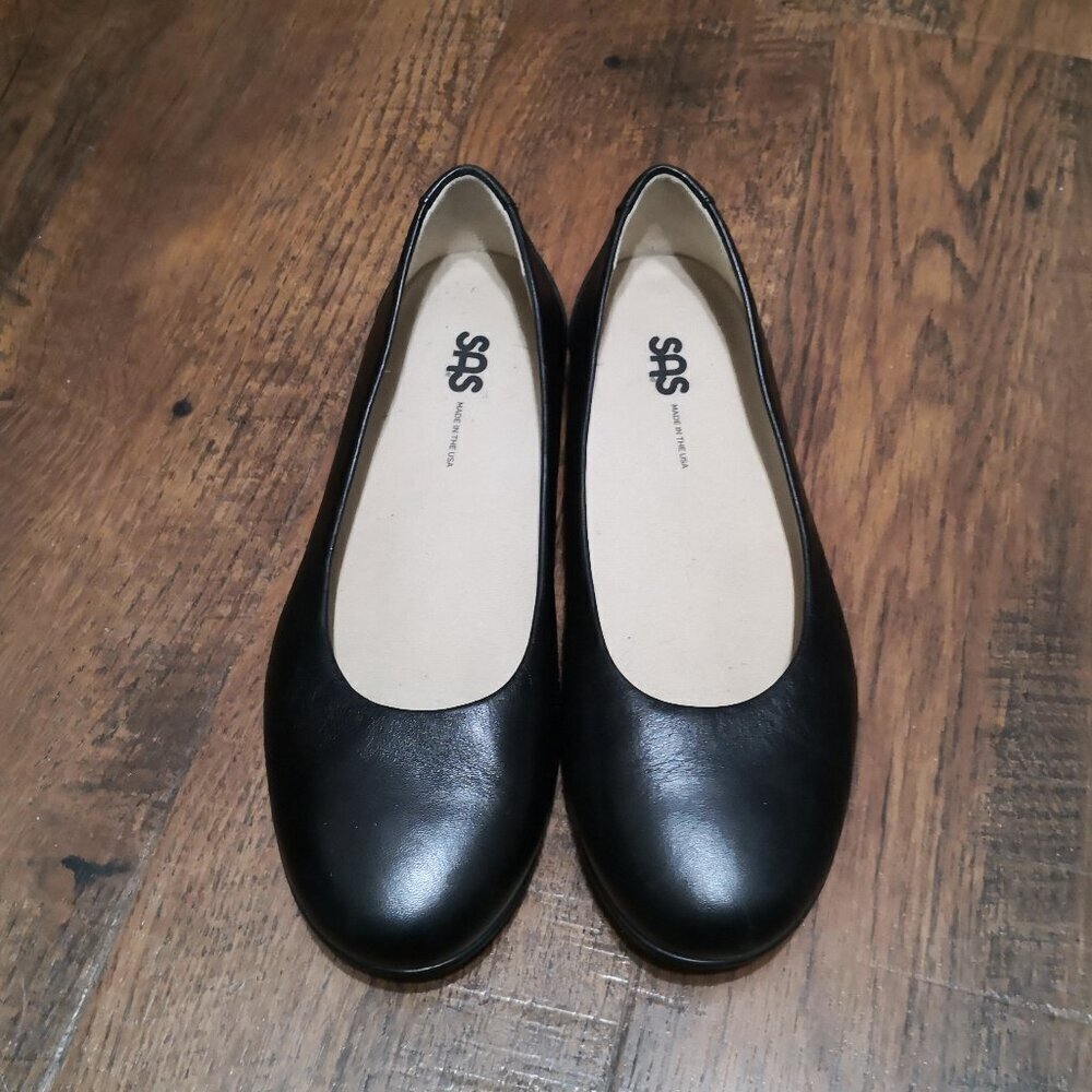 SAS Scenic Ballet Flat Black Leather Size‎ 9 Wide